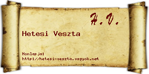 Hetesi Veszta névjegykártya
